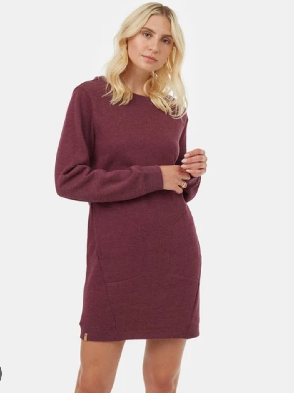 Tentree Fleece Crew Dress Fig Heather Purple Size S NWT